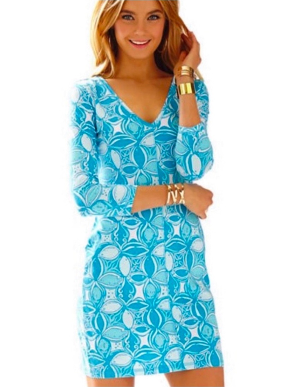 Lilly Pulitzer What a Racquet Juliet Dress in Ariel Blue Pima Cotton Size Small